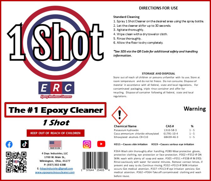 1 Shot - Epoxy Resinous Cleaner (ERC)